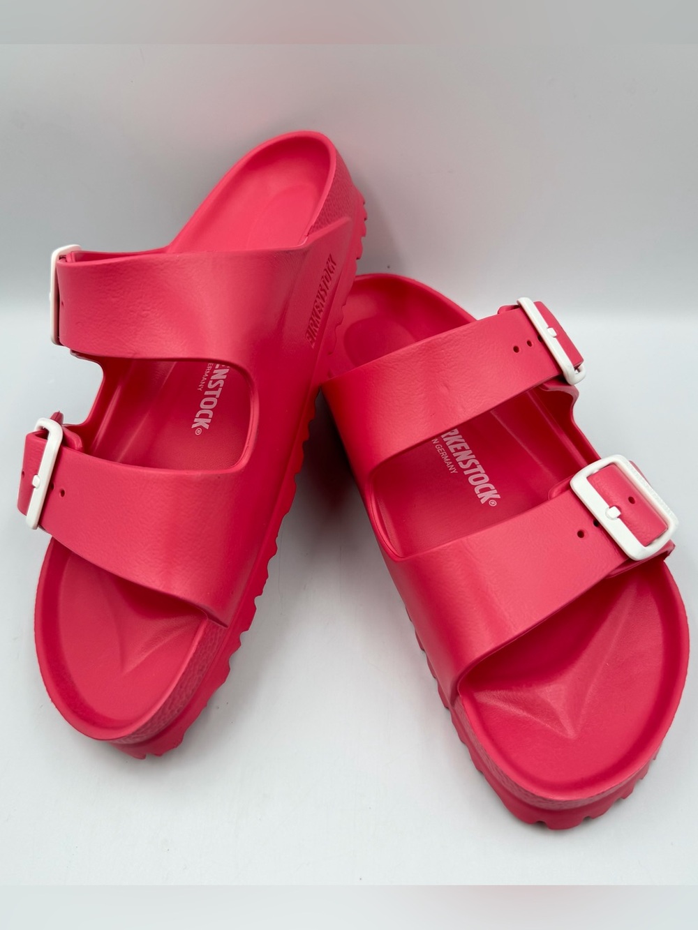 Birkenstock Arizona EVA Slide Narrow Fit Coral Women 8 Men 6 EU 39 Straps Buckle